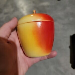 Vintage 1950's Hazel Atlas Milk Glass Apple Jar 4" Sugar Jelly Dish Collectible
